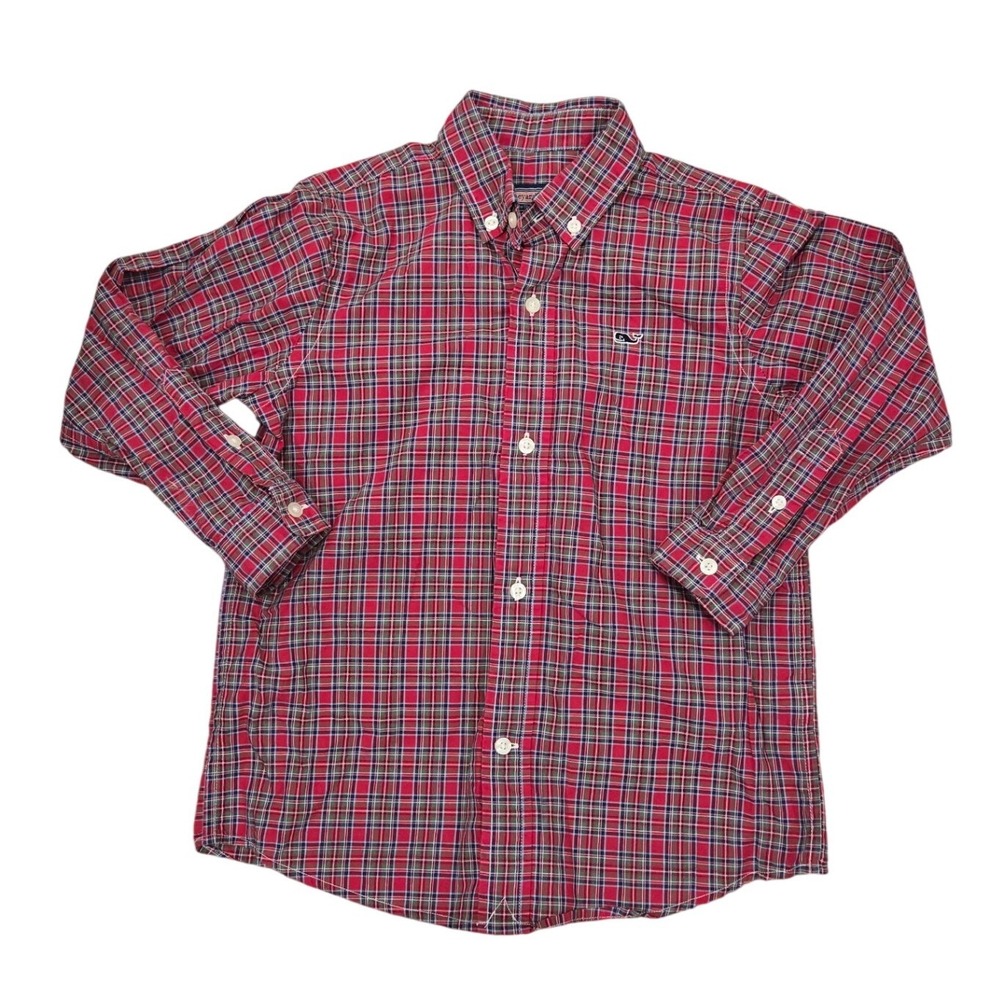 Vineyard Vines Toddler Boy Button Down Shirt Top Long Sleeve Plaid Red 4T Preppy